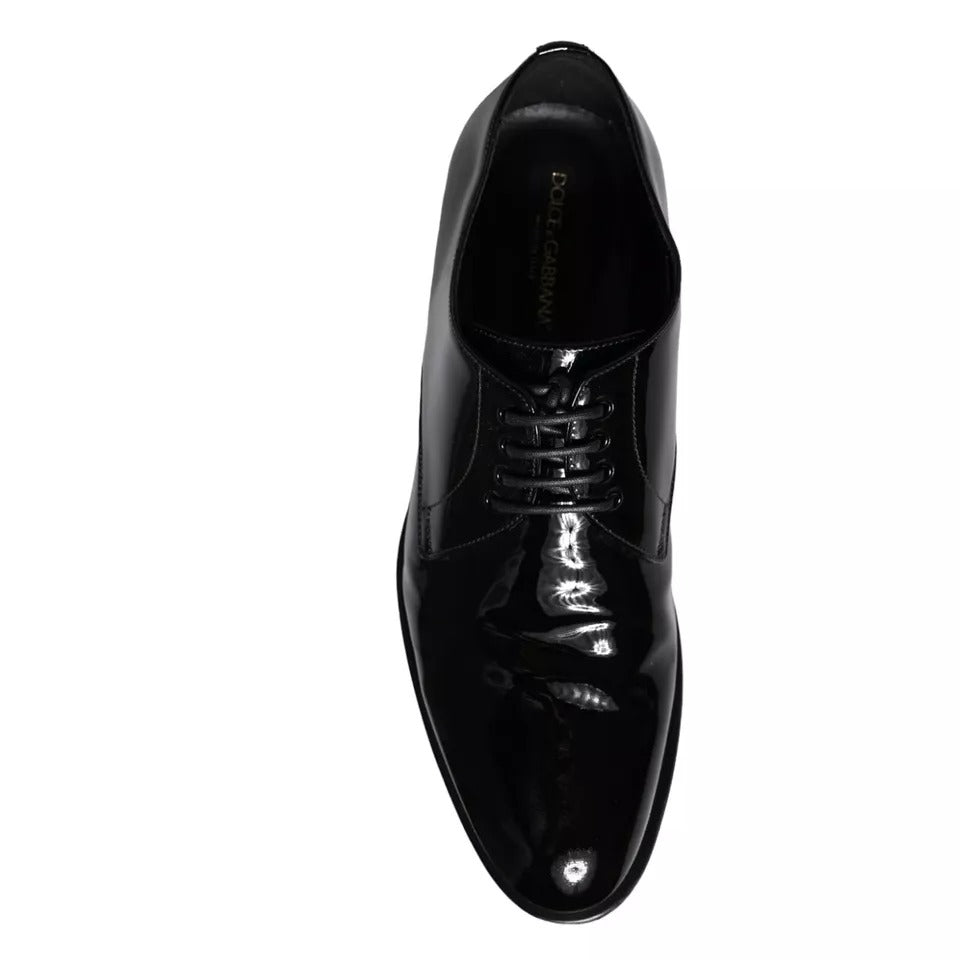 Dolce &amp; Gabbana Black Calfskin Leather Derby Men Dress Shoes