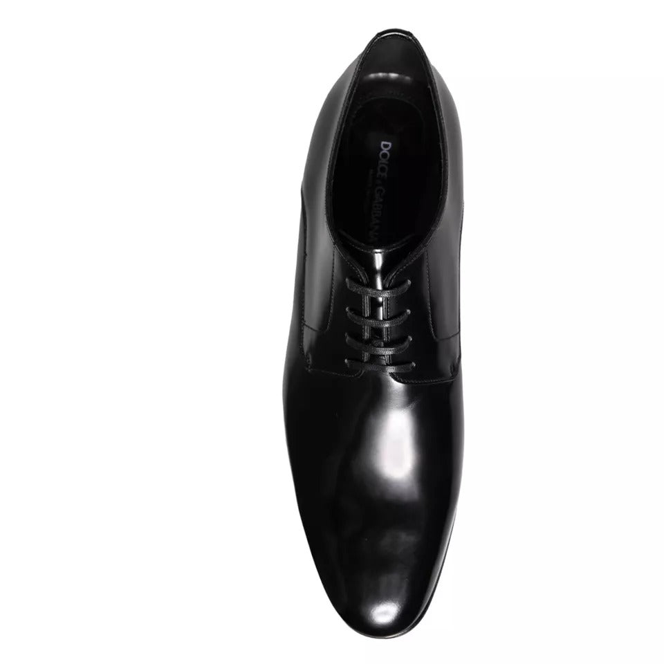 Dolce &amp; Gabbana Black Calf Leather Derby Men Dress Shoes