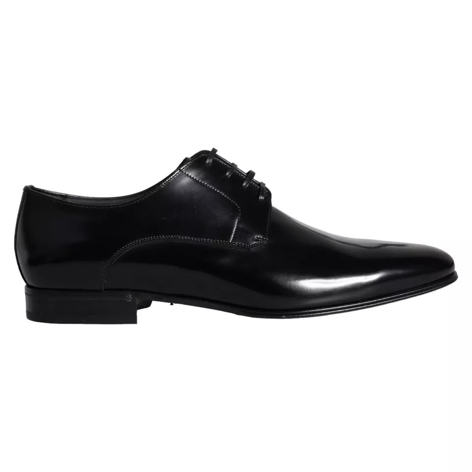 Dolce &amp; Gabbana Black Calf Leather Derby Men Dress Shoes