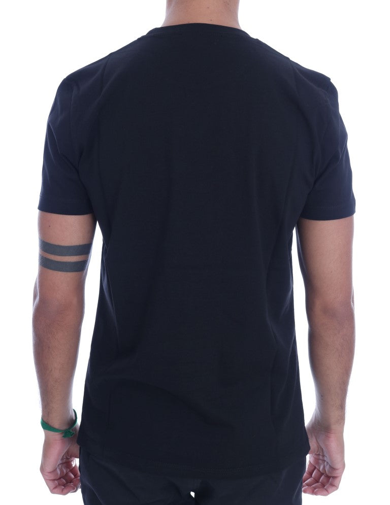 Frankie Morello Chic Black Crewneck Tee with &