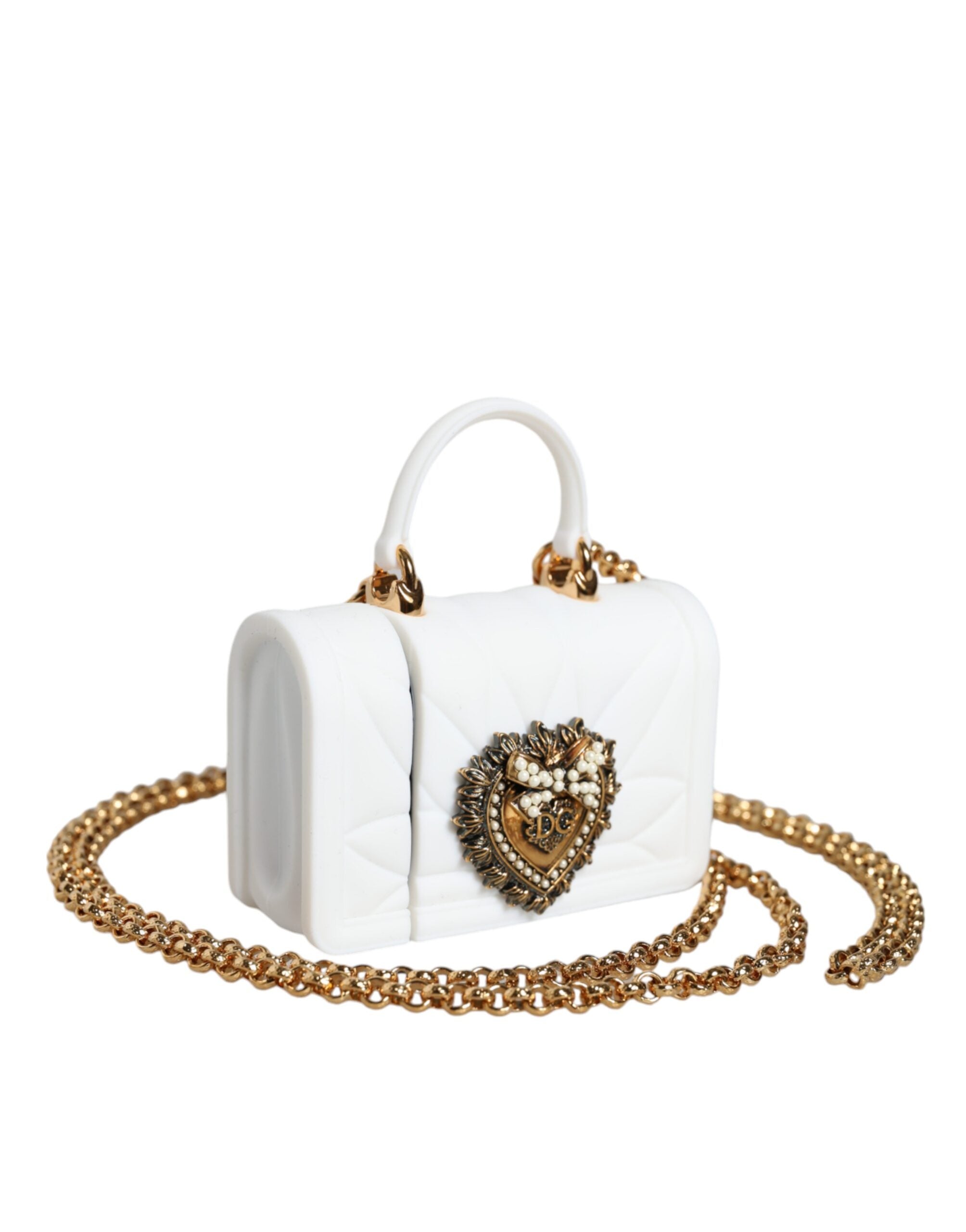 Dolce &amp; Gabbana White Silicone Devotion Heart Cover Hand Bag Airpod Case