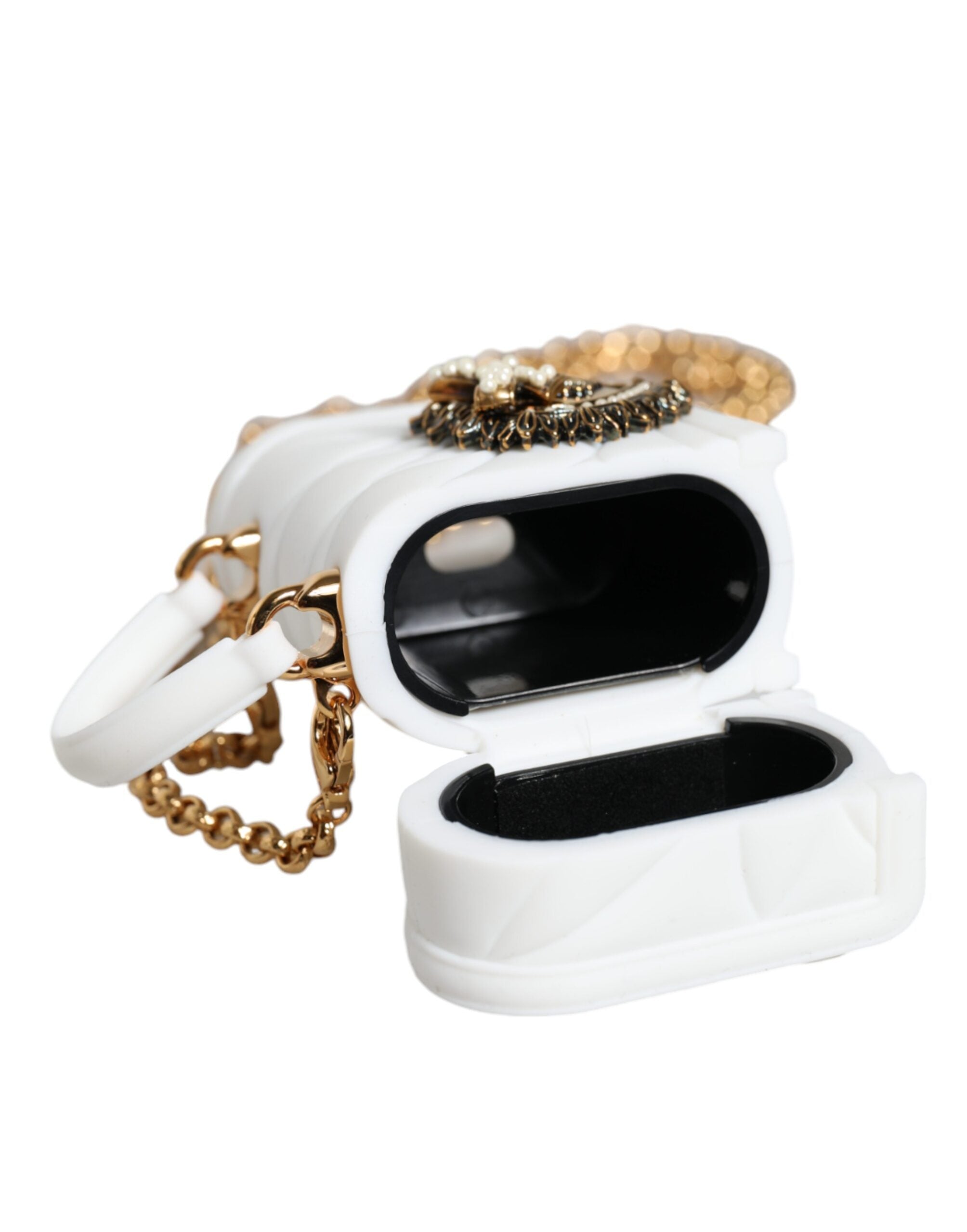 Dolce &amp; Gabbana White Silicone Devotion Heart Cover Hand Bag Airpod Case