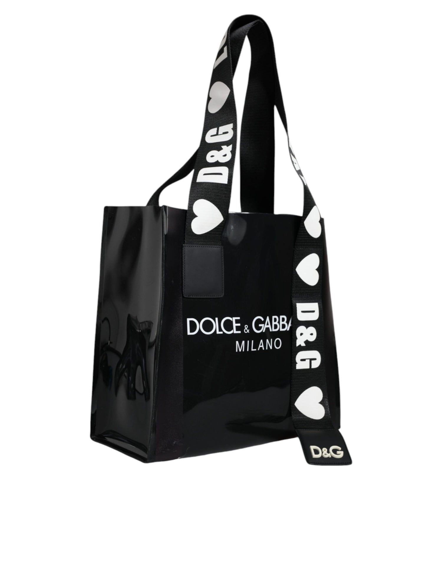 Dolce &amp; Gabbana Black Street Logo Print PVC Shopping Tote Bag