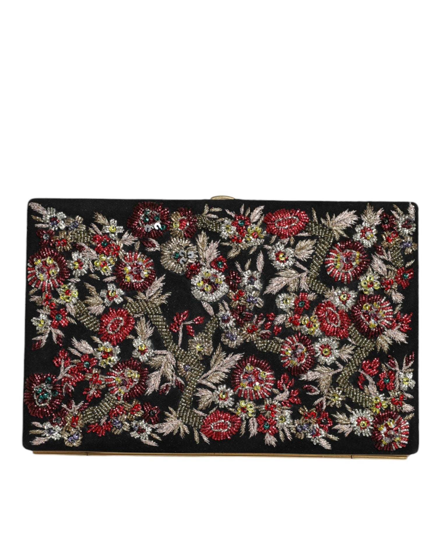 Dolce &amp; Gabbana Multicolor Floral Gold Frame Clutch Evening Purse Bag