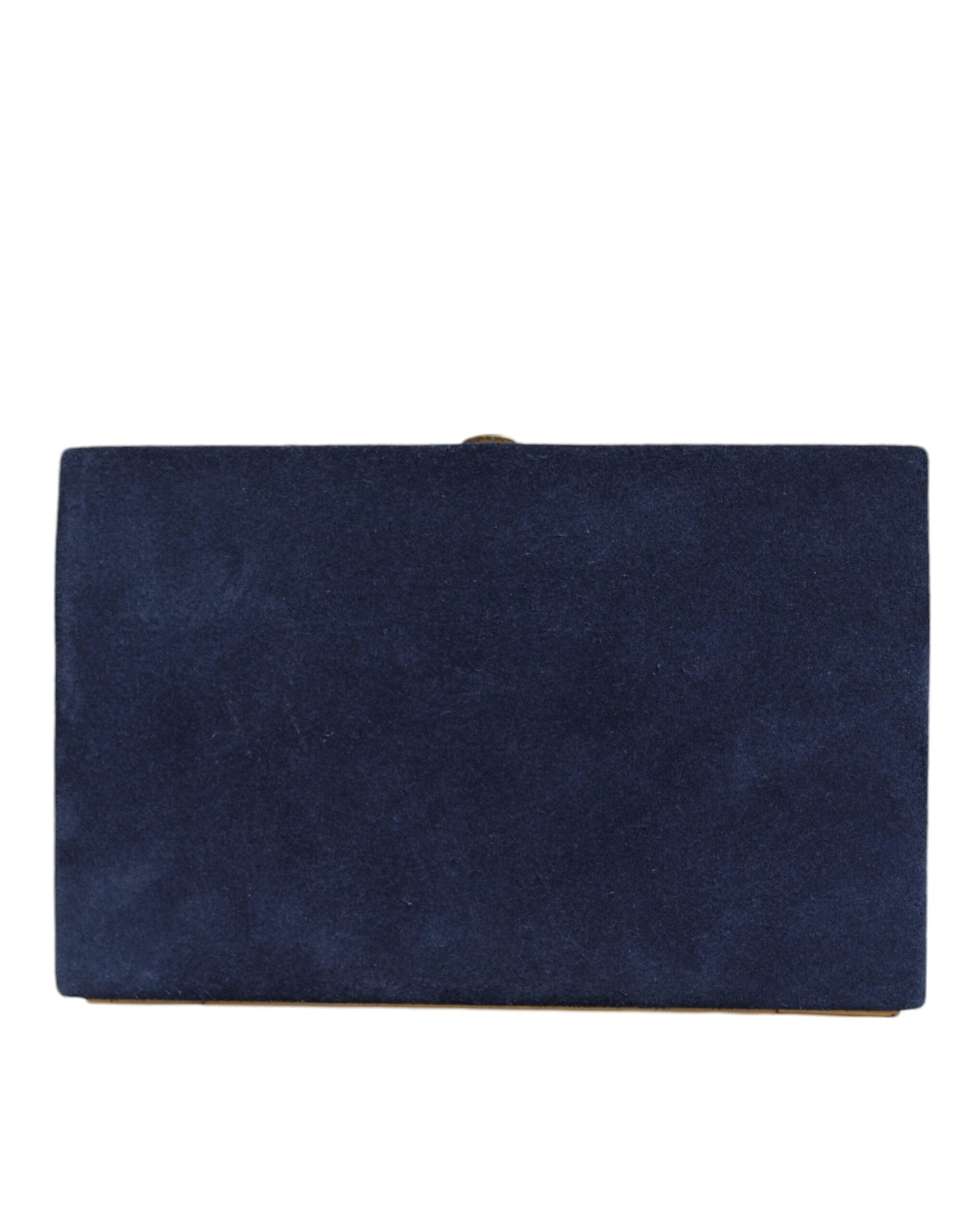 Dolce &amp; Gabbana Blue Suede Gold Frame Clutch Evening Party Purse Bag