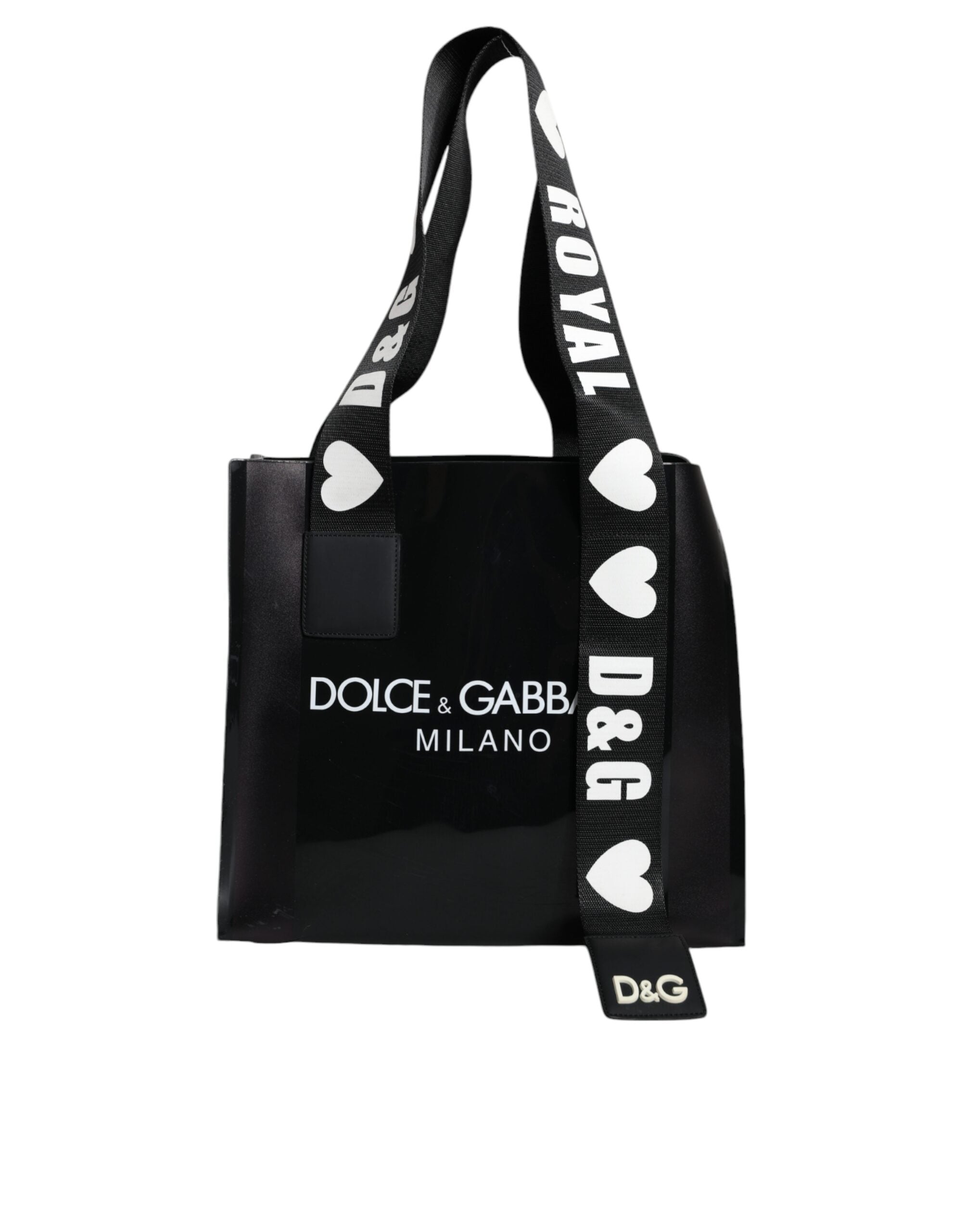 Dolce &amp; Gabbana Black Street Logo Print PVC Shopping Tote Bag