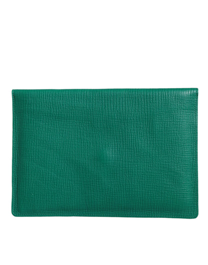 Dolce &amp; Gabbana Green Leather Handbag Clutch Mini Purse Pouch Tablet Case