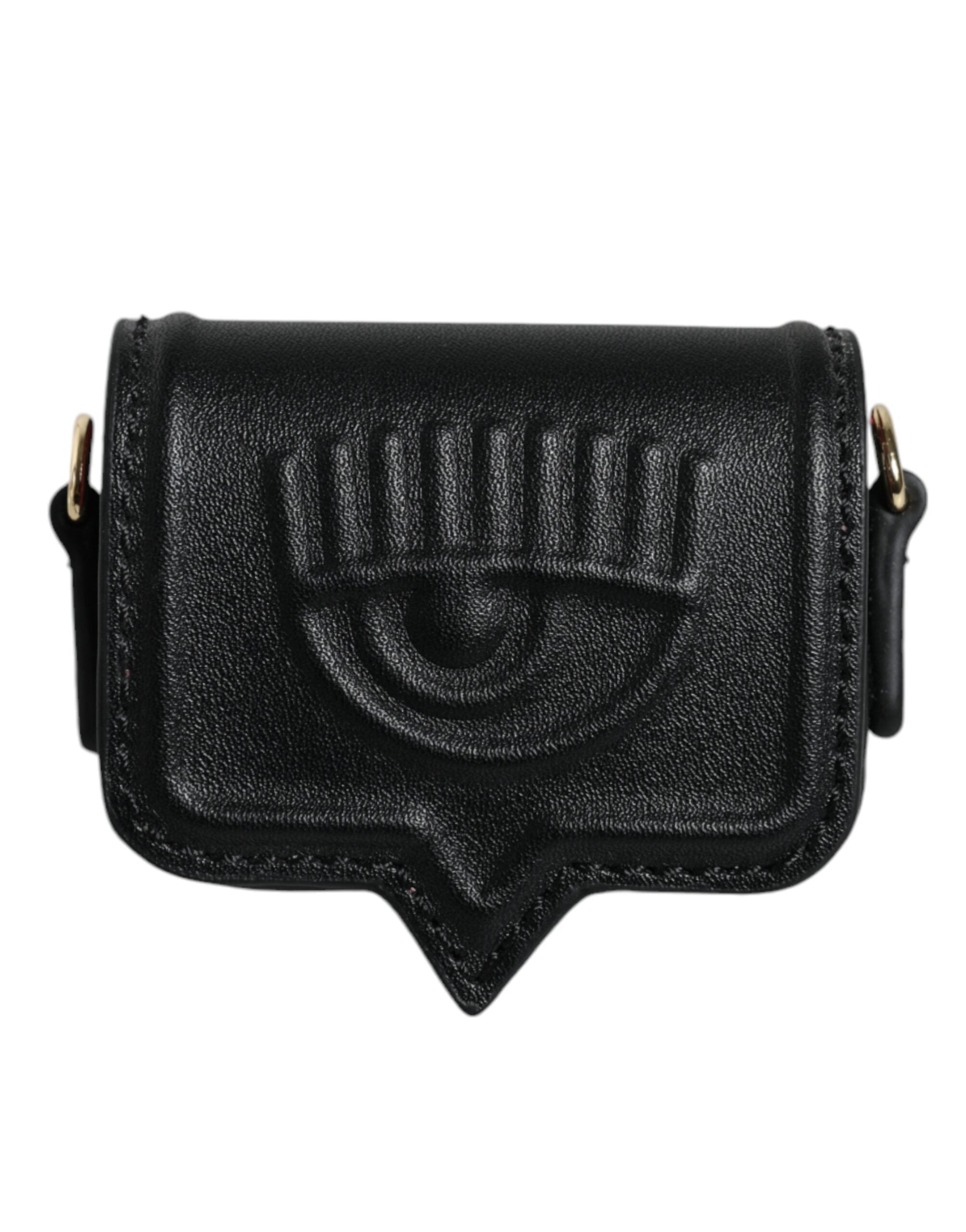 Chiara Ferragni Black Smooth Calf Leather Eyelike Women Bag