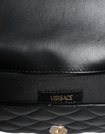 Versace Black Quilted Lambskin Leather Crossbody Shoulder Bag