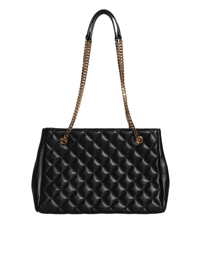 Versace Black Quilted Nappa Leather Shoulder Chain Strap Bag