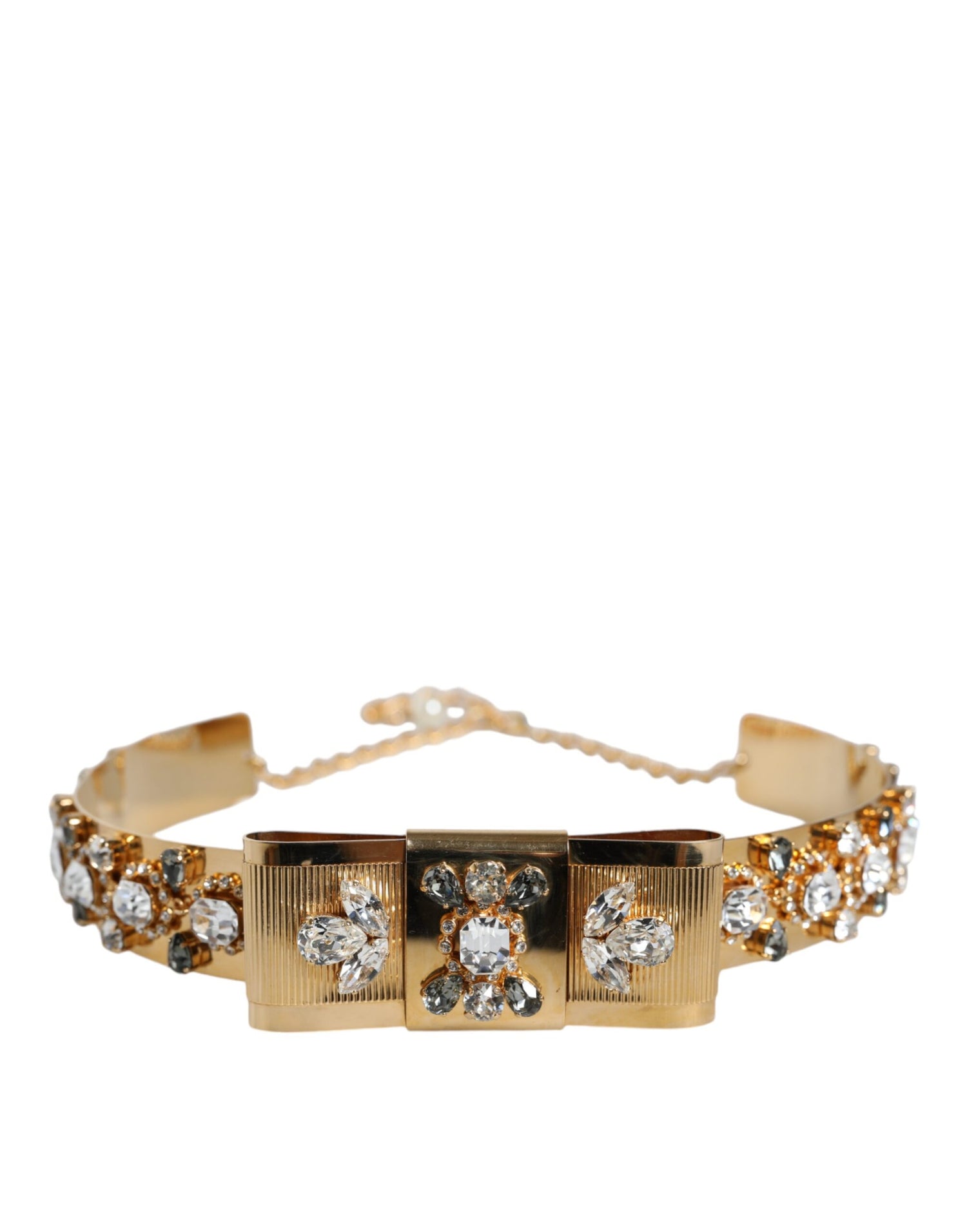 Dolce &amp; Gabbana Gold Tone Crystal Embellished Women Waist Chain Belt