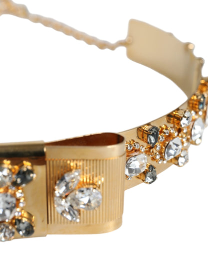 Dolce &amp; Gabbana Gold Tone Crystal Embellished Women Waist Chain Belt