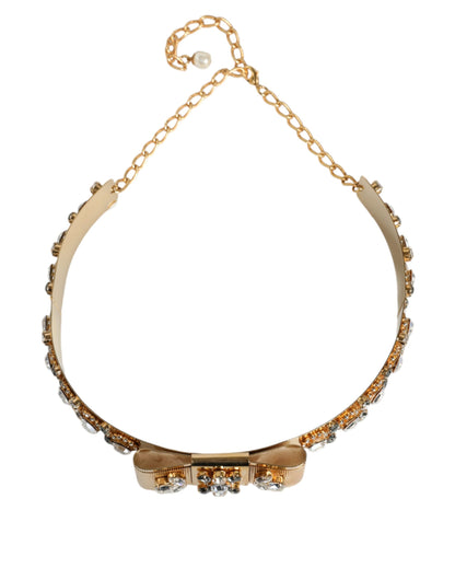 Dolce &amp; Gabbana Gold Tone Crystal Embellished Women Waist Chain Belt