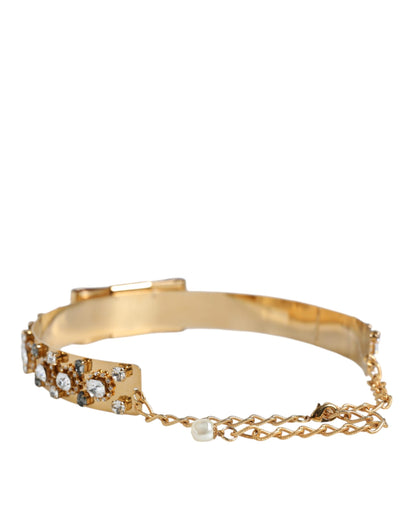 Dolce &amp; Gabbana Gold Tone Crystal Embellished Women Waist Chain Belt