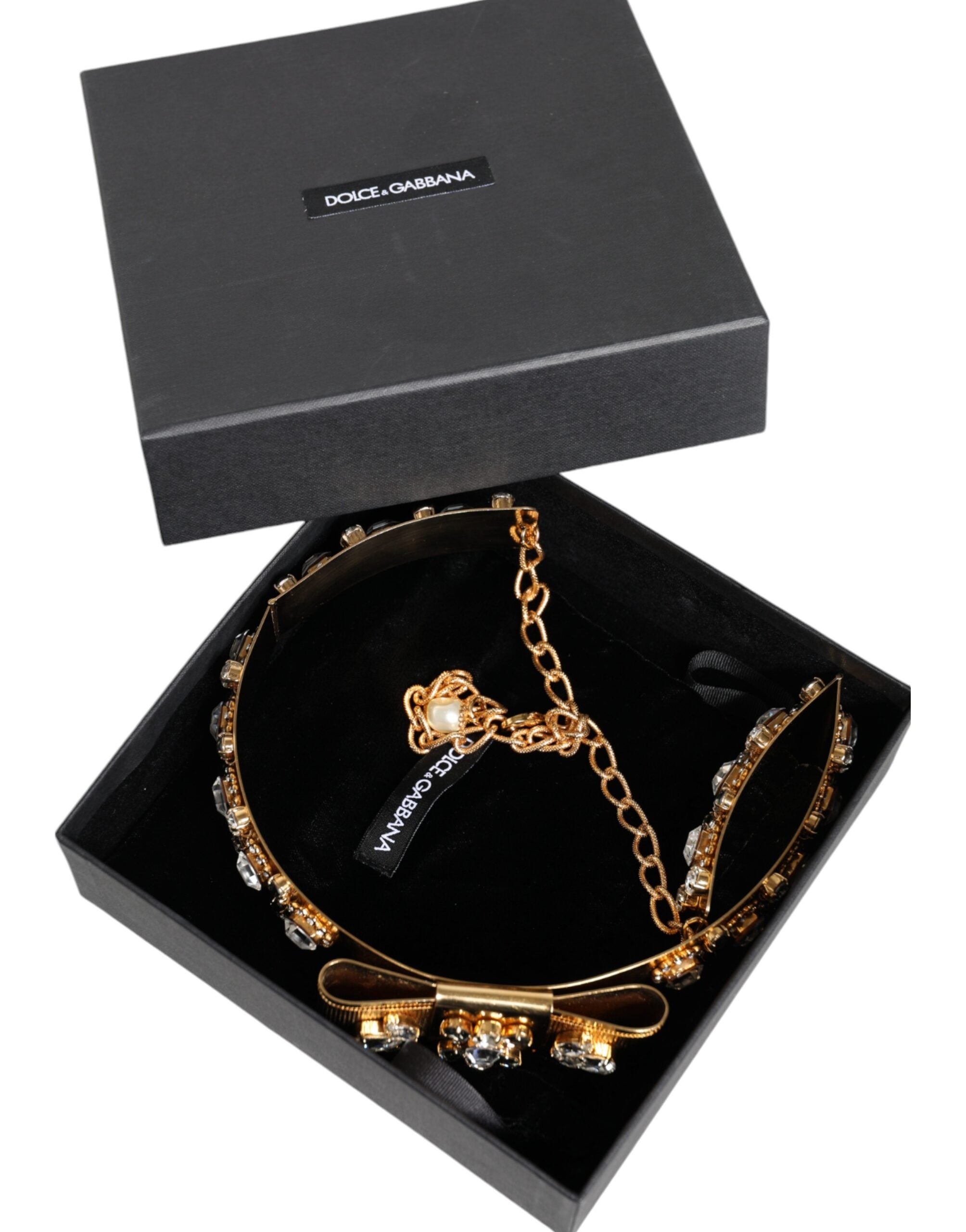 Dolce &amp; Gabbana Gold Tone Crystal Embellished Women Waist Chain Belt