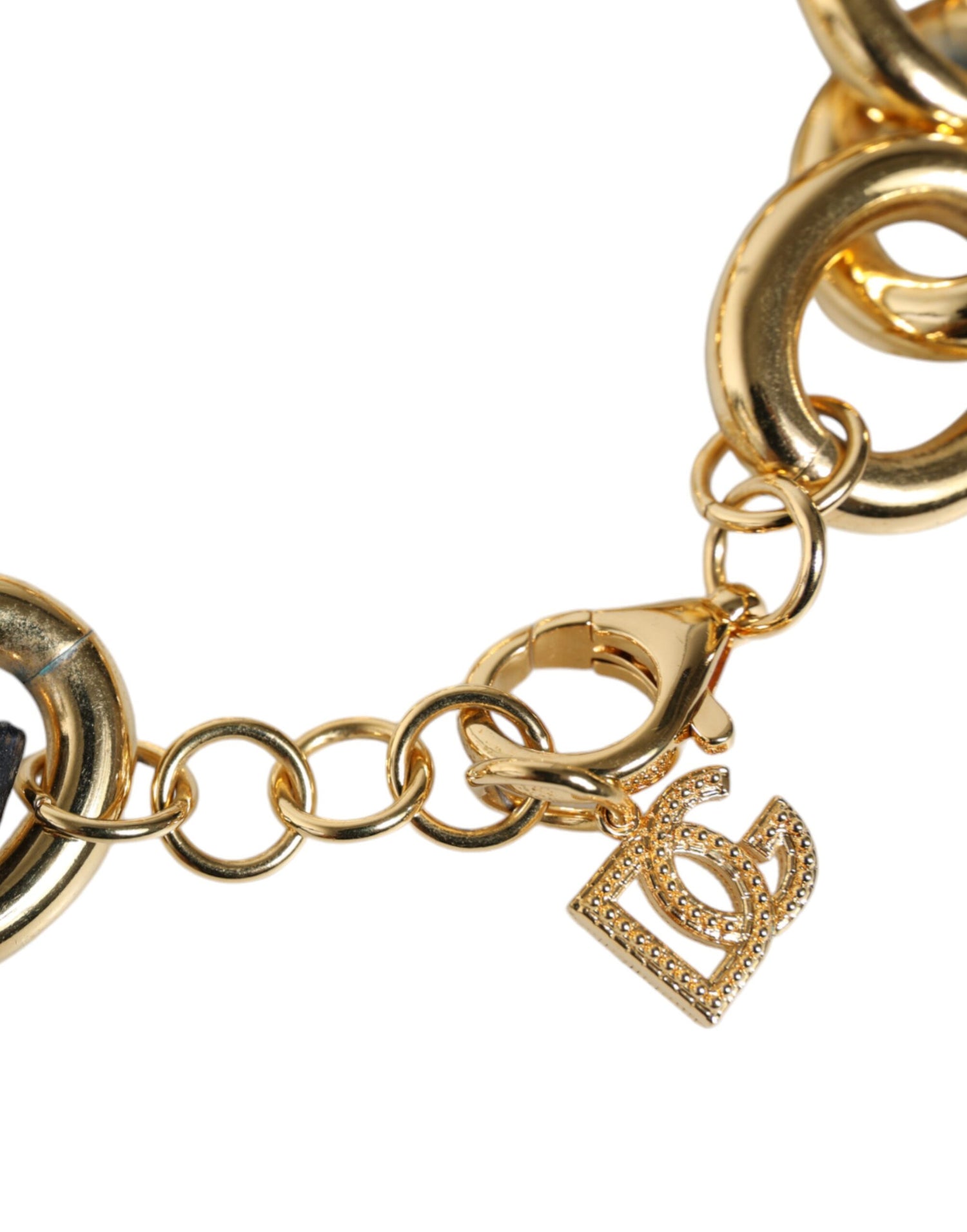 Dolce &amp; Gabbana Gold Tone Brass Maxi Chain Lobster Clasp Logo Bracelet