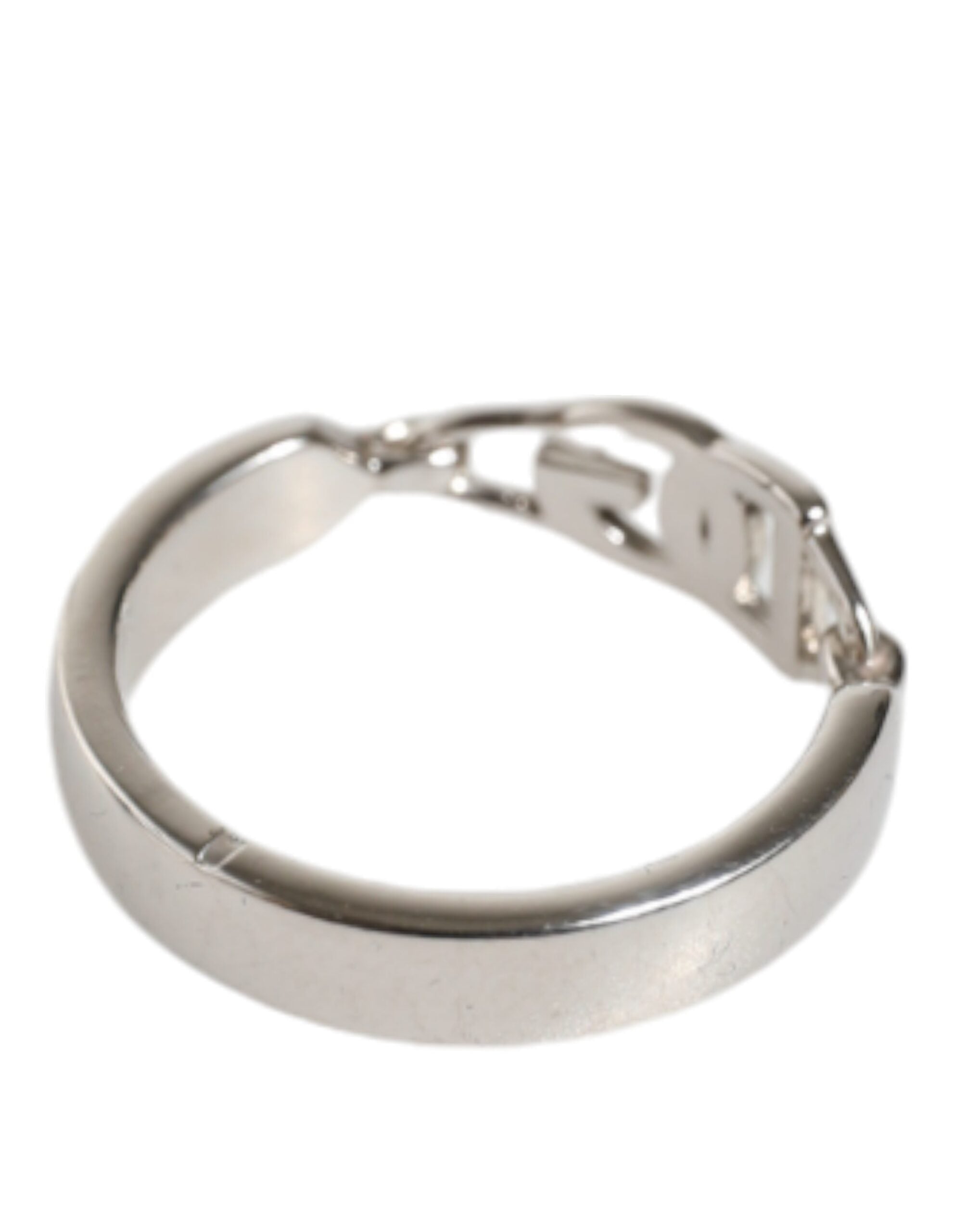 Dolce &amp; Gabbana Silver Tone Brass Anello DG Round Bangle Bracelet