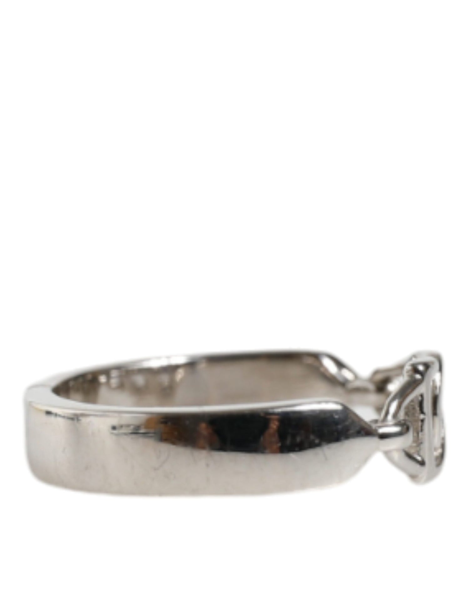 Dolce &amp; Gabbana Silver Tone Brass Anello DG Round Bangle Bracelet