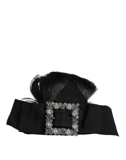 Dolce &amp; Gabbana Black Hair Parrucchiera Crystal Headband Diadem