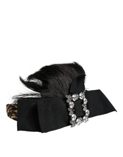 Dolce &amp; Gabbana Black Hair Parrucchiera Crystal Headband Diadem