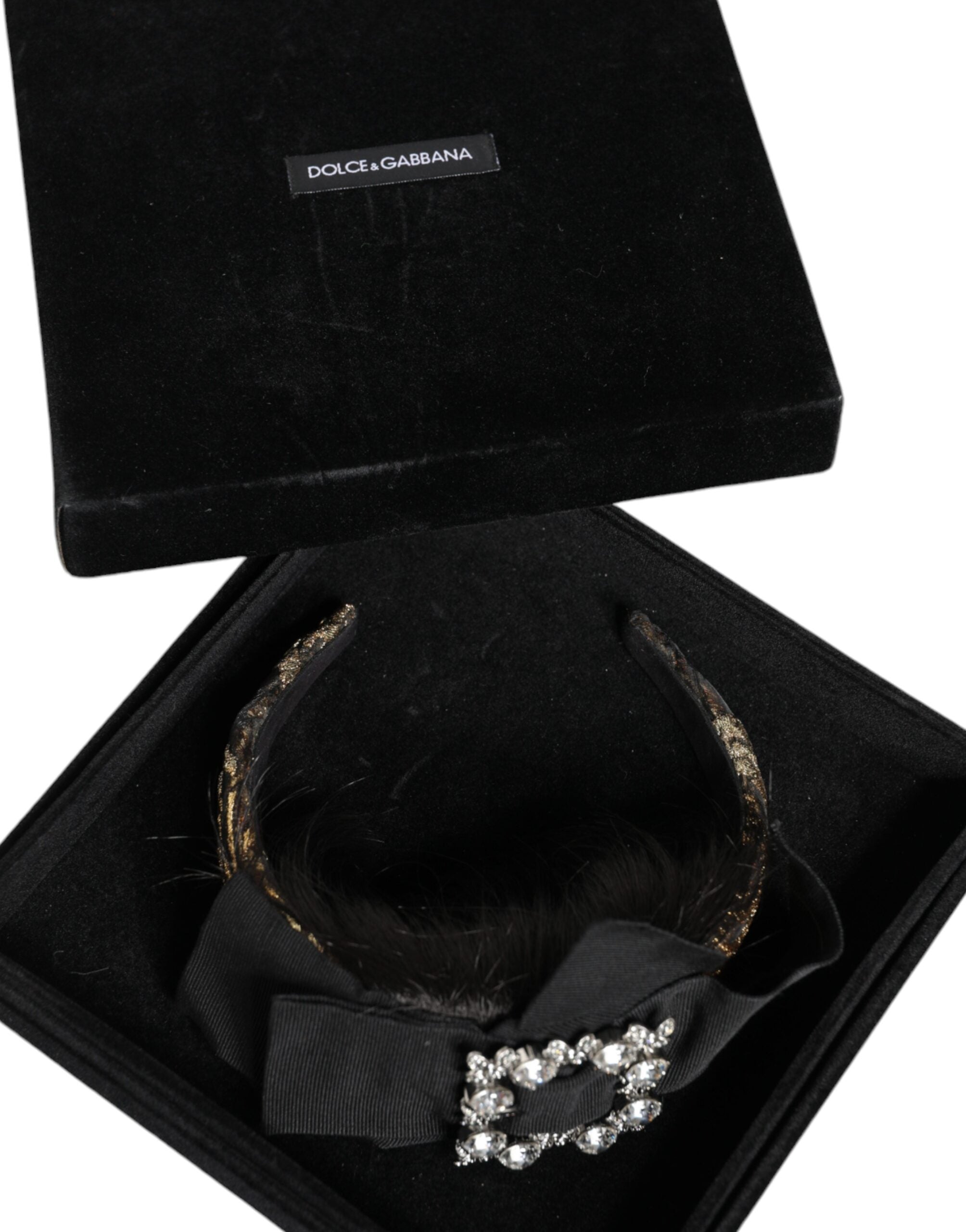 Dolce &amp; Gabbana Black Hair Parrucchiera Crystal Headband Diadem