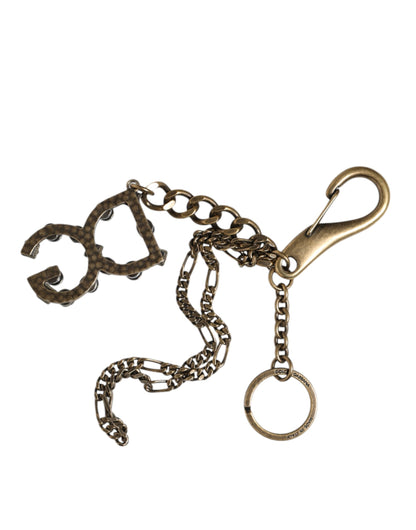 Dolce &amp; Gabbana Silver Tone Metal DG Logo Crystal Keychain Keyring