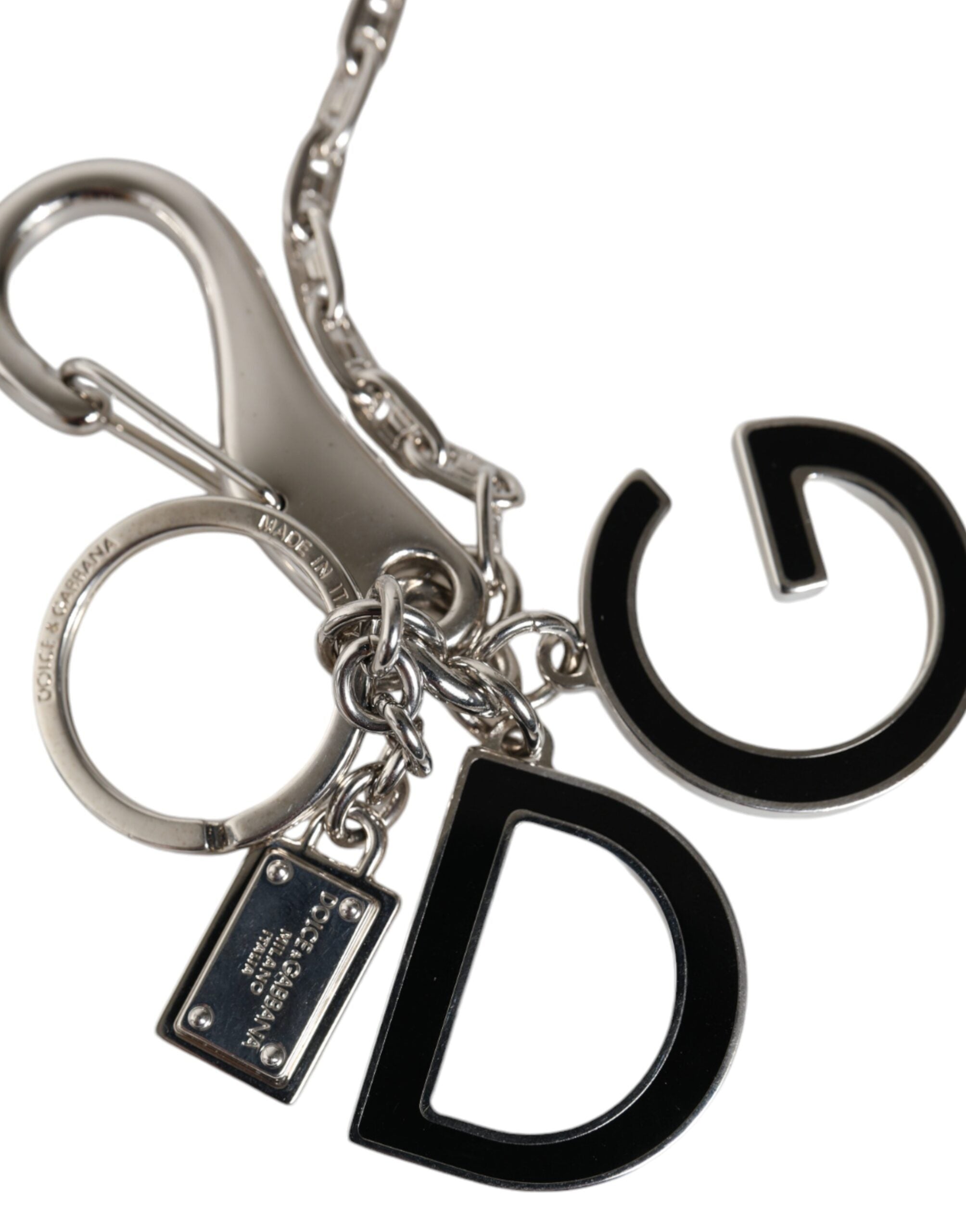 Dolce &amp; Gabbana Silver Tone Metal DG Logo Link Chain Keychain Keyring