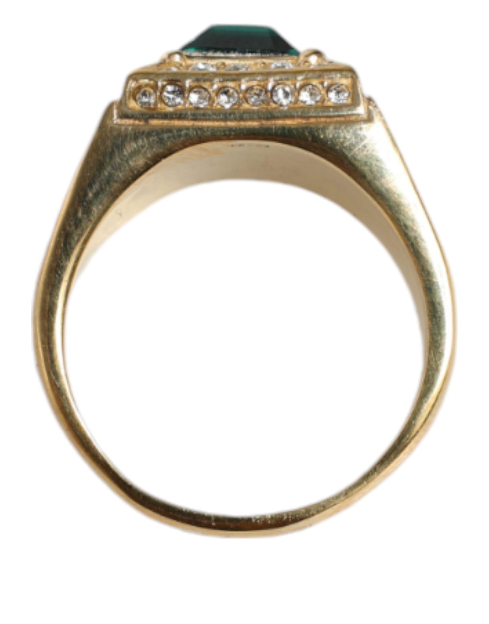 Dolce &amp; Gabbana Gold Plated 925 Silver Green Crystal Ring