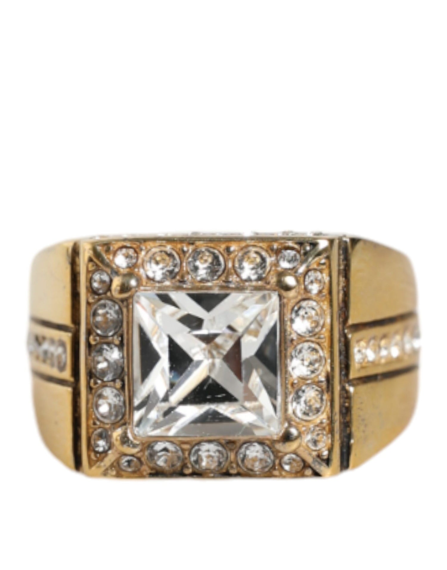 Dolce &amp; Gabbana Gold Plated 925 Silver Clear Crystal Ring