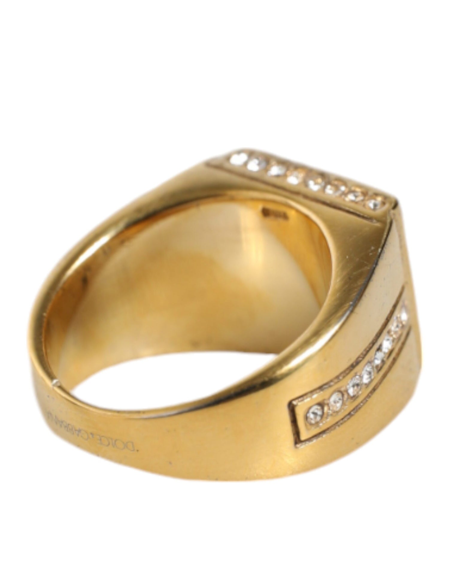 Dolce &amp; Gabbana Gold Plated 925 Silver Clear Crystal Ring