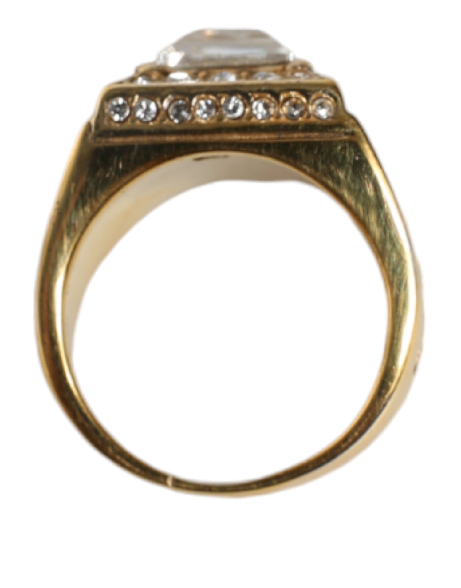 Dolce &amp; Gabbana Gold Plated 925 Silver Clear Crystal Ring