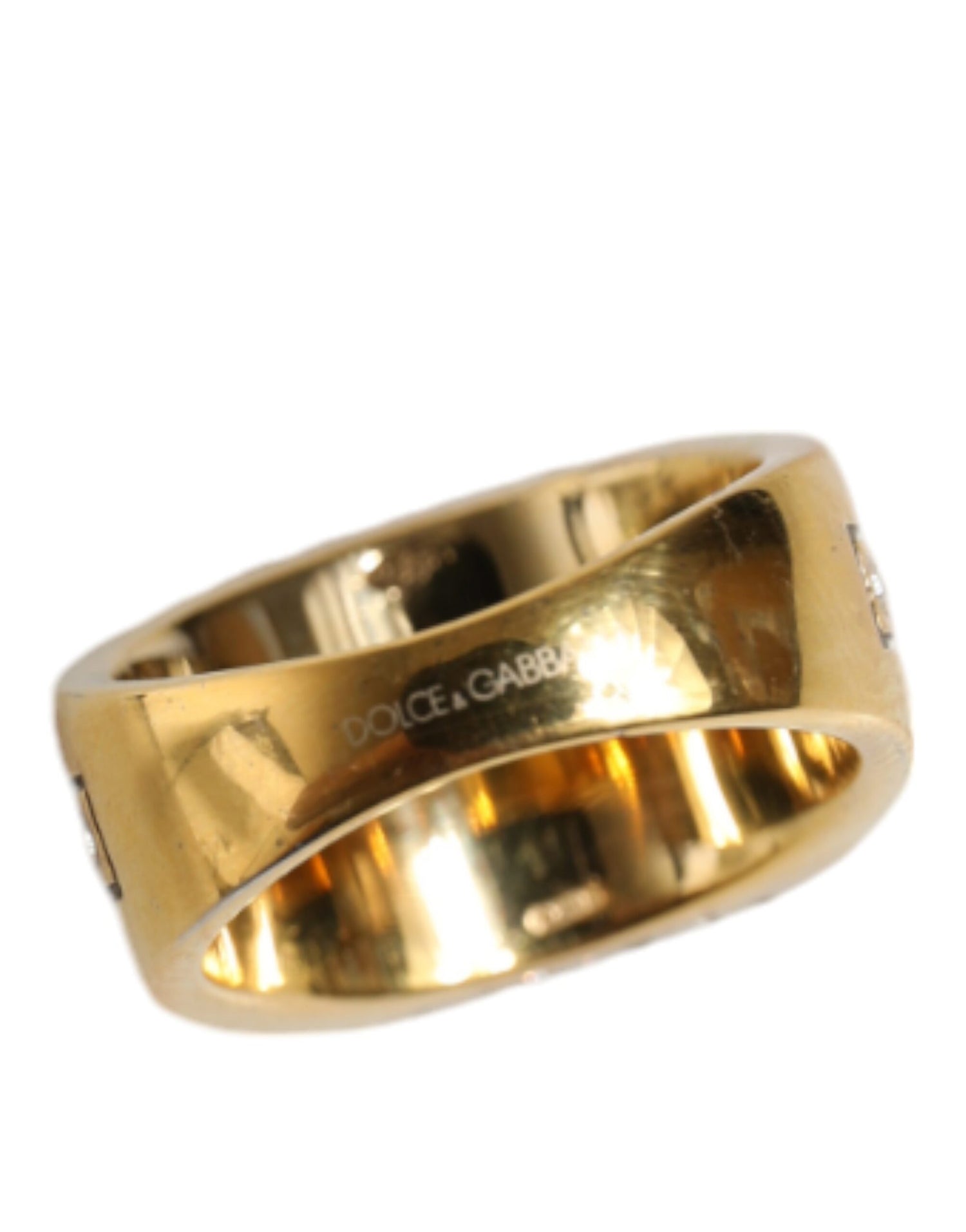 Dolce &amp; Gabbana Gold Plated 925 Silver Clear Crystal Ring