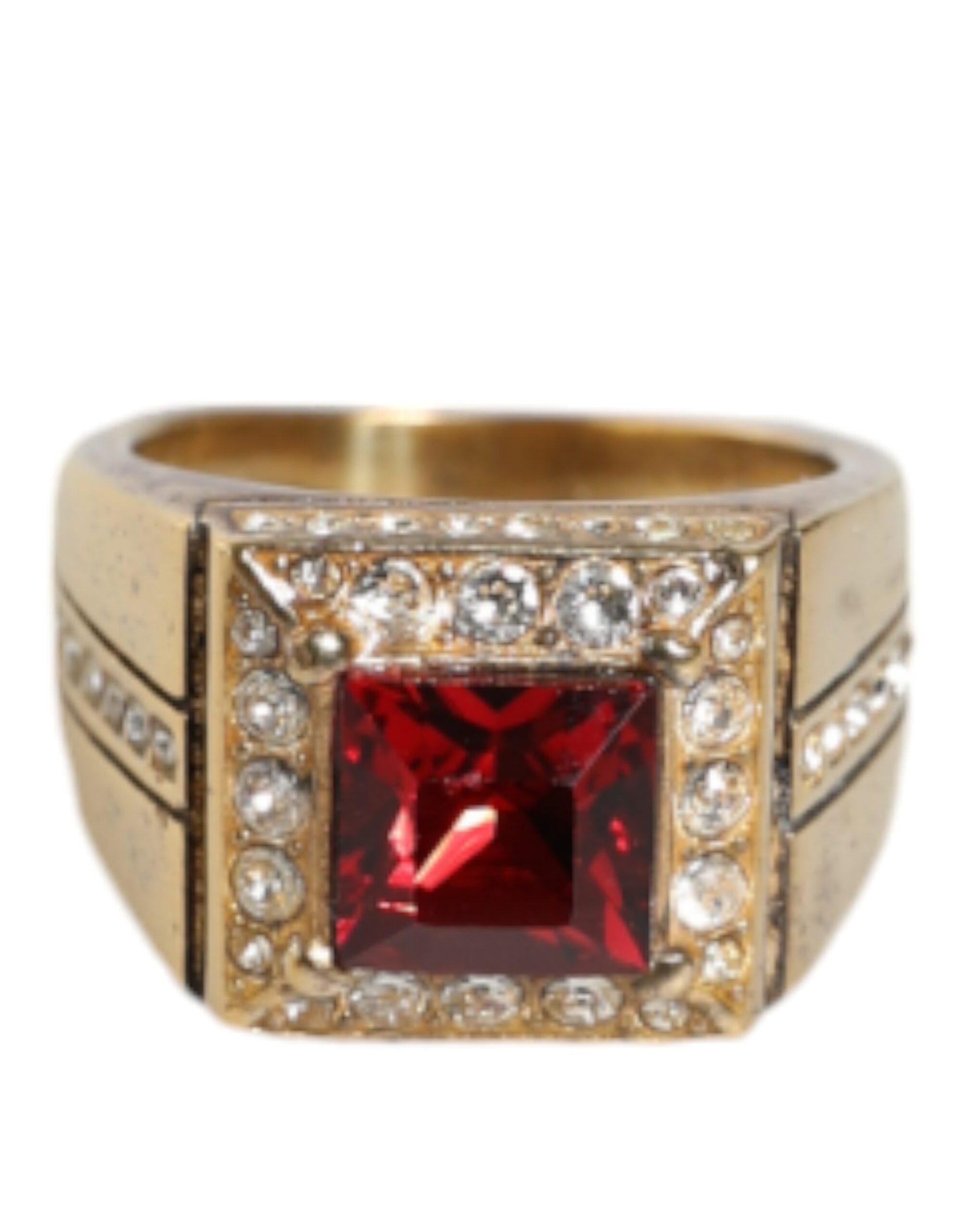 Dolce &amp; Gabbana Gold Plated 925 Silver Red Crystal Ring