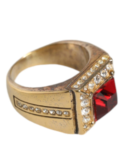 Dolce &amp; Gabbana Gold Plated 925 Silver Red Crystal Ring