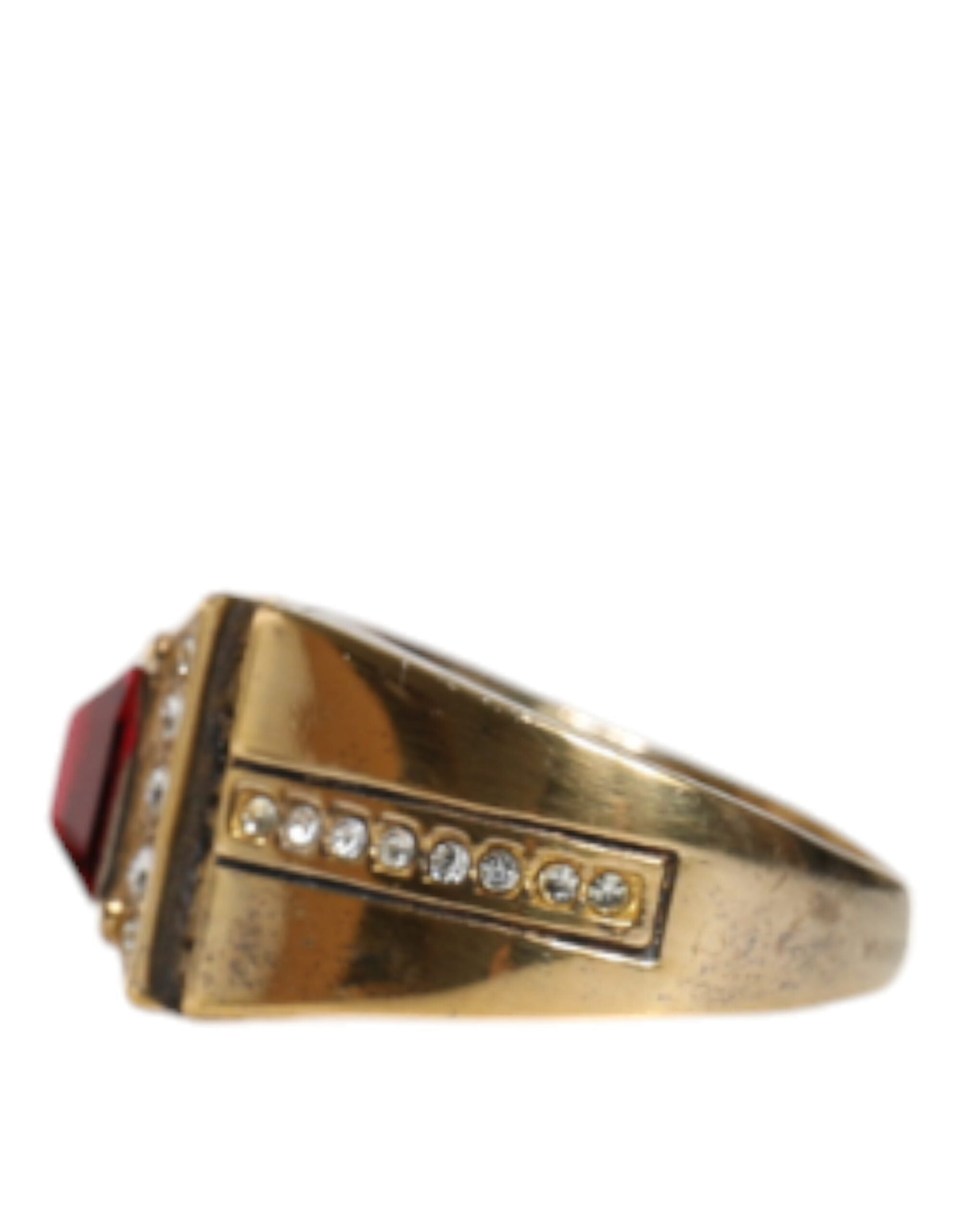 Dolce &amp; Gabbana Gold Plated 925 Silver Red Crystal Ring