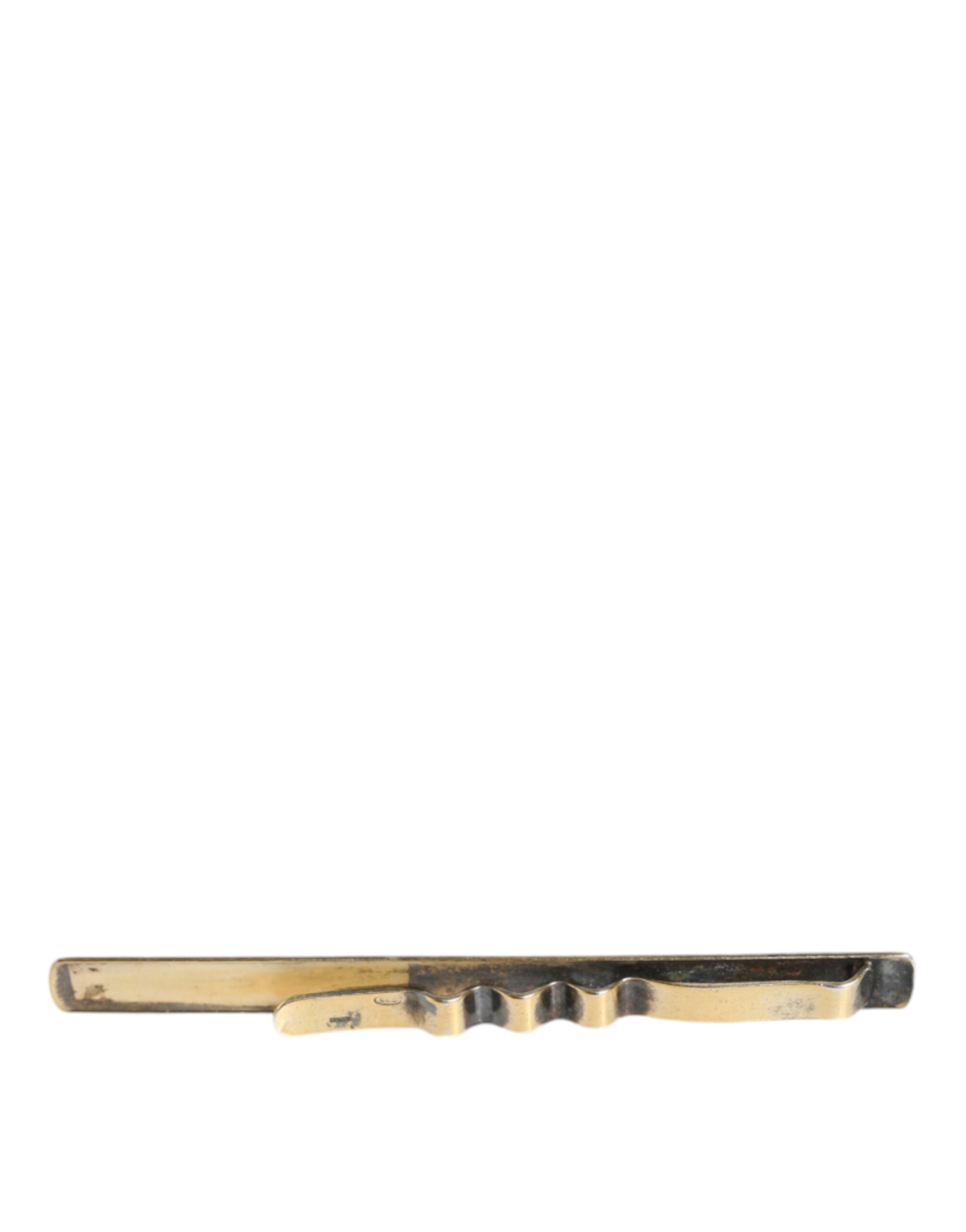 Dolce &amp; Gabbana Gold Tone Brass Logo Branded Men Tie Clip Bar