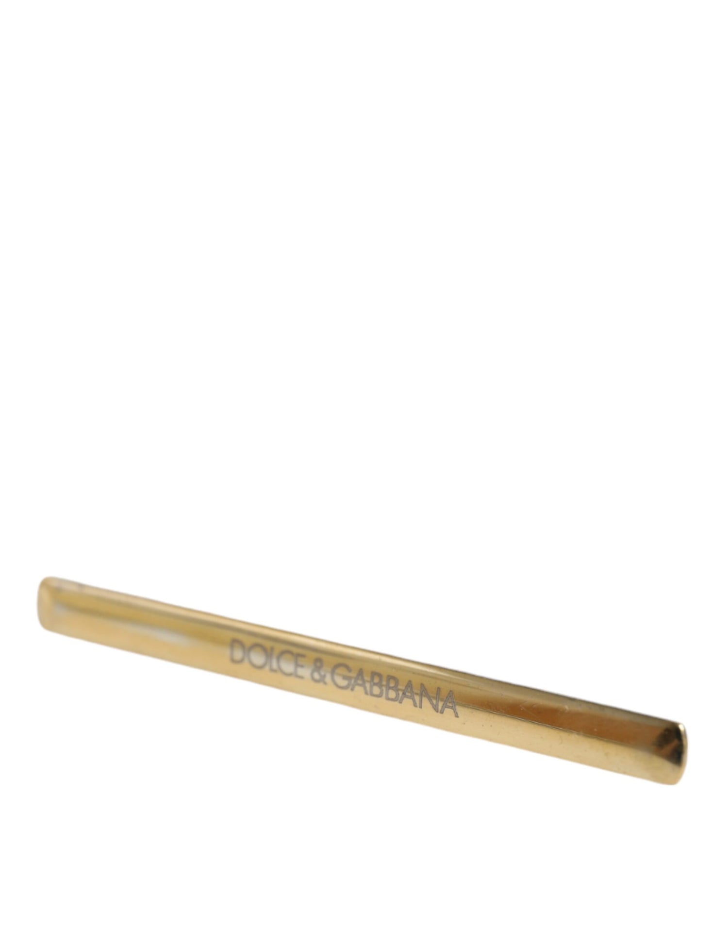 Dolce &amp; Gabbana Gold Tone Brass Logo Branded Men Tie Clip Bar