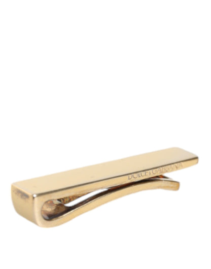 Dolce &amp; Gabbana Gold Tone Brass Logo Branded Men Tie Clip Bar