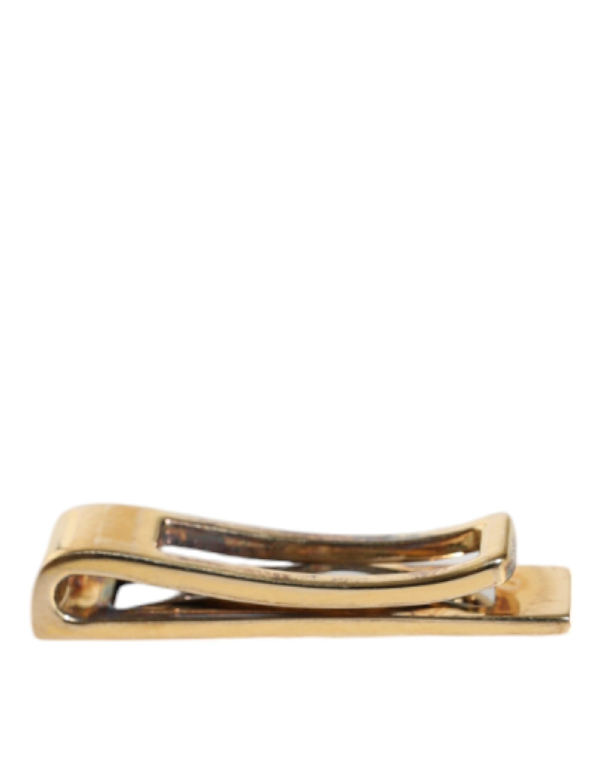 Dolce &amp; Gabbana Gold Tone Brass Logo Branded Men Tie Clip Bar