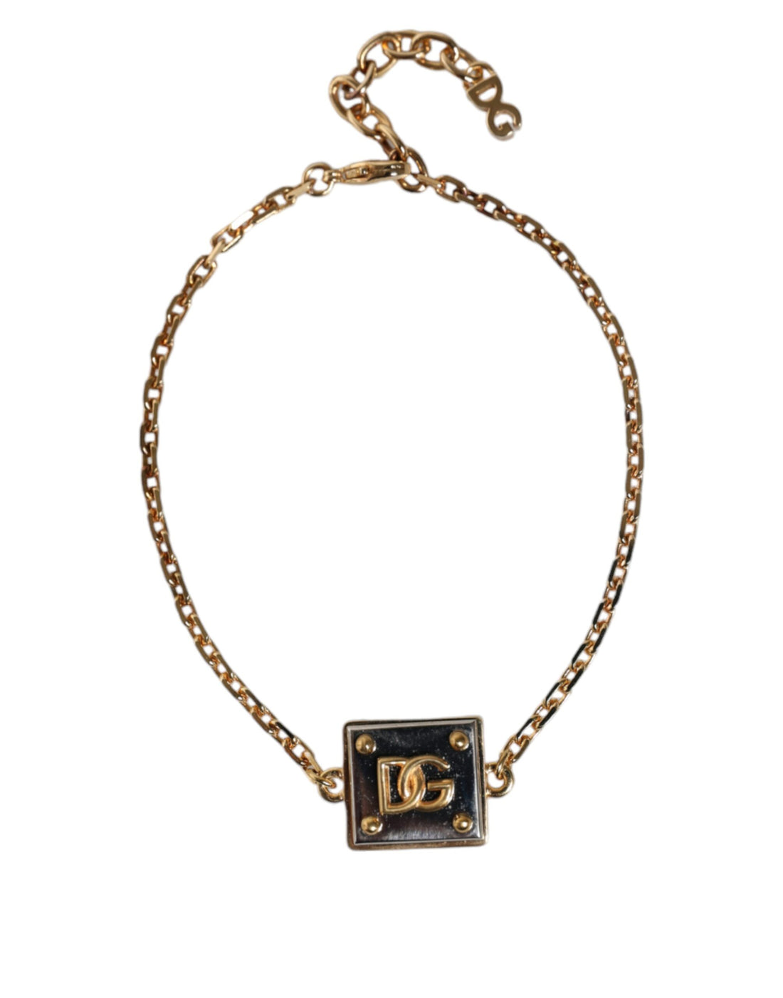 Dolce &amp; Gabbana Gold Brass Chain Logo Sicily Pendant Necklace