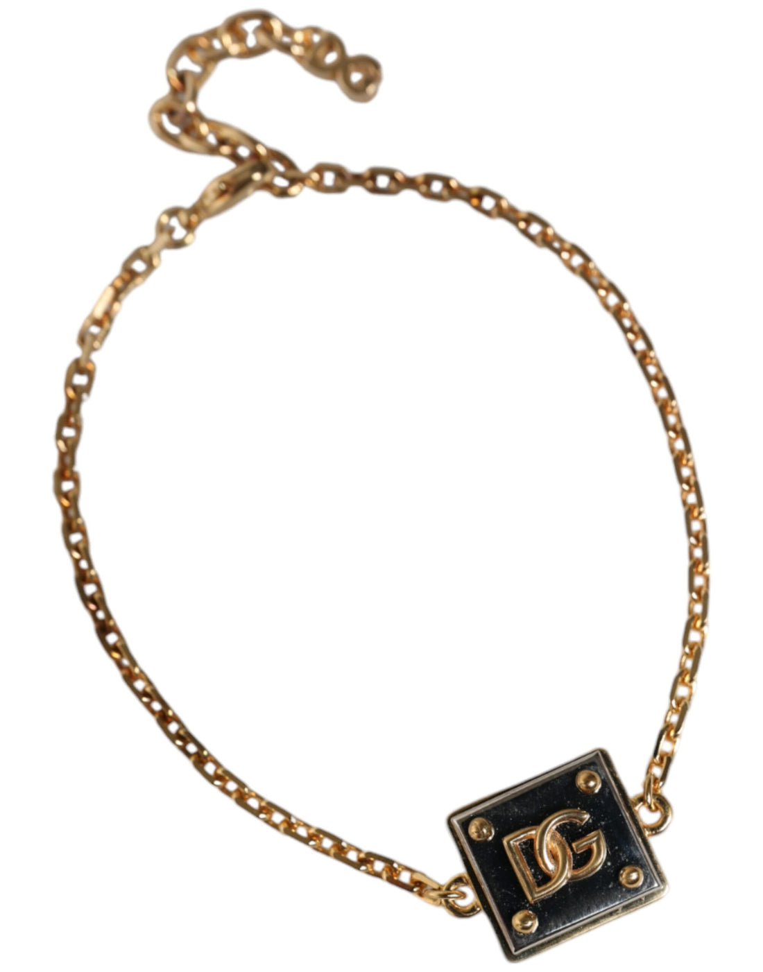 Dolce &amp; Gabbana Gold Brass Chain Logo Sicily Pendant Necklace