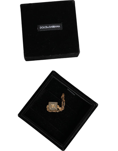 Dolce &amp; Gabbana Gold Brass Chain Logo Sicily Pendant Bracelet