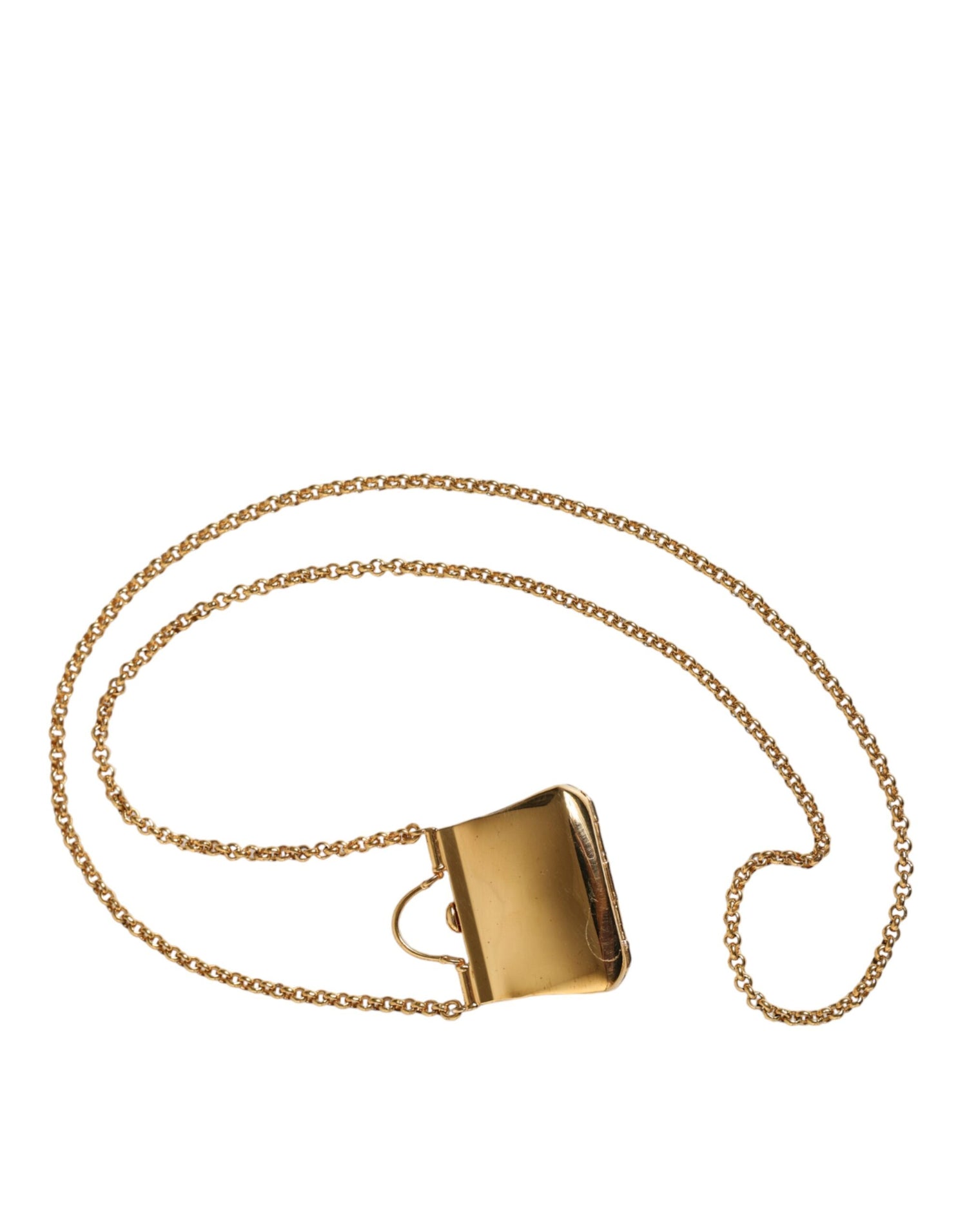 Dolce &amp; Gabbana Gold Brass Chain Sicily Micro Bag Pendant Necklace