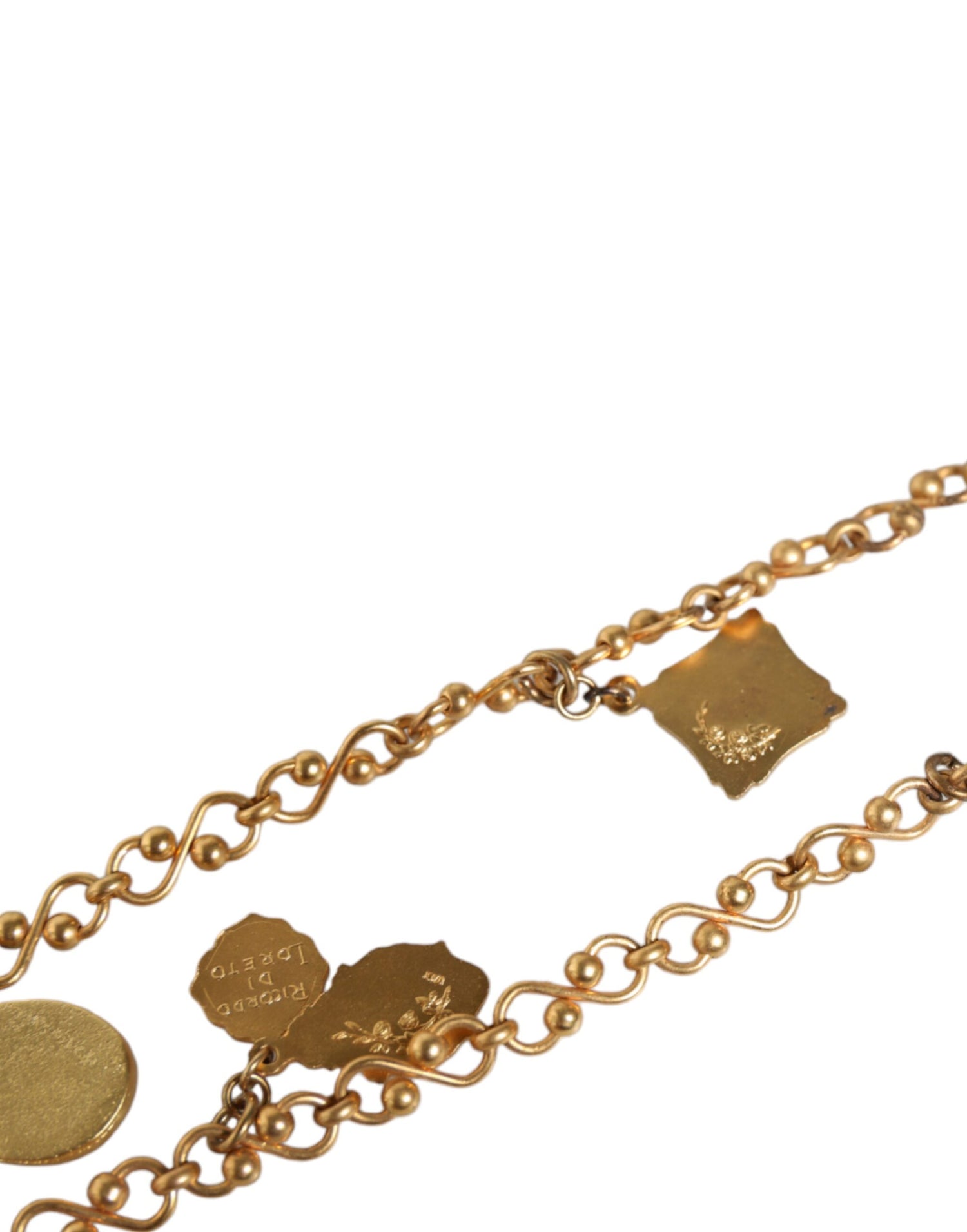 Dolce &amp; Gabbana Gold Tone Brass Chain Religious Cross Pendant Necklace