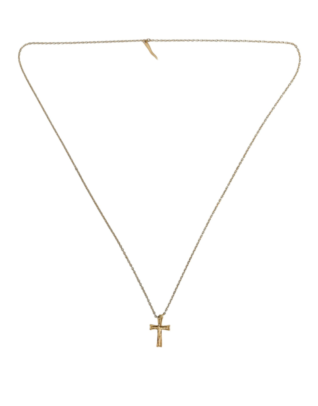 Dolce &amp; Gabbana Gold Tone Brass Chain Cross Pendant Jewelry Necklace