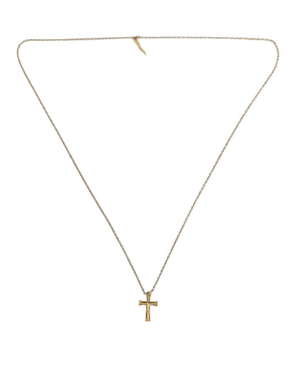 Dolce &amp; Gabbana Gold Tone Brass Chain Cross Pendant Jewelry Necklace