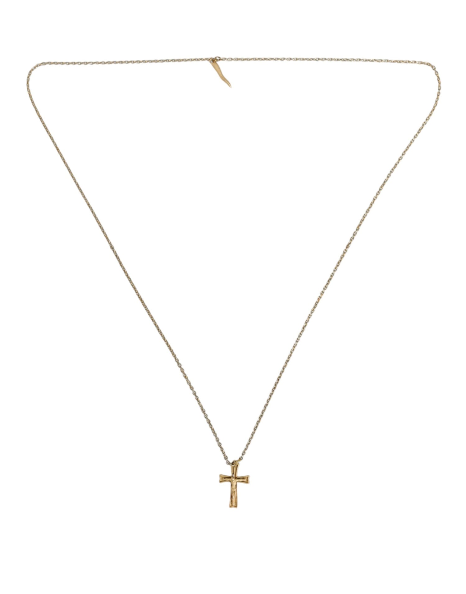 Dolce &amp; Gabbana Gold Tone Brass Chain Cross Pendant Jewelry Necklace