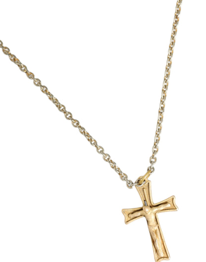 Dolce &amp; Gabbana Gold Tone Brass Chain Cross Pendant Jewelry Necklace