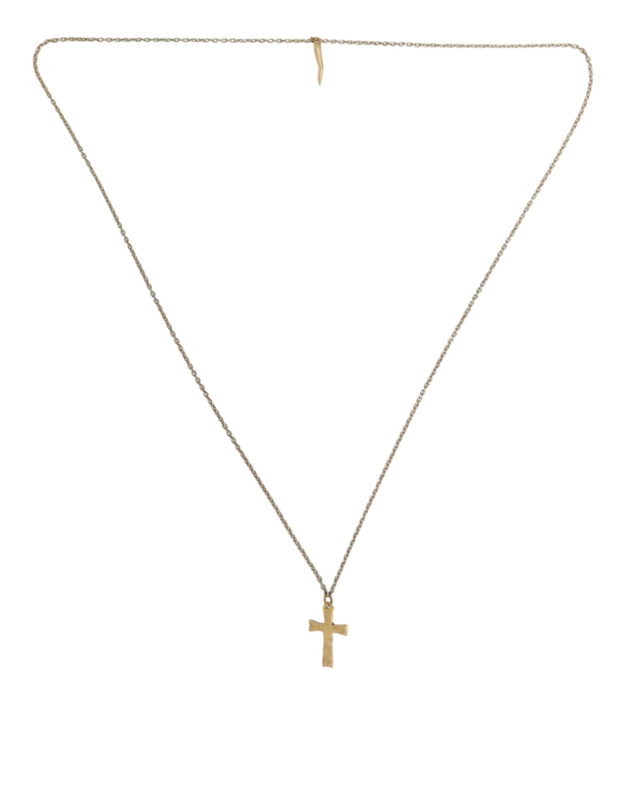 Dolce &amp; Gabbana Gold Tone Brass Chain Cross Pendant Jewelry Necklace