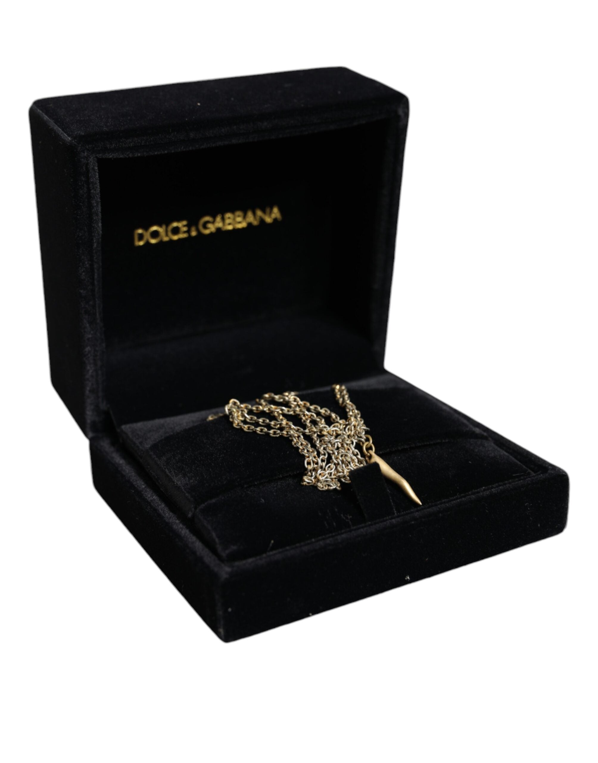 Dolce &amp; Gabbana Gold Tone Brass Chain Cross Pendant Jewelry Necklace